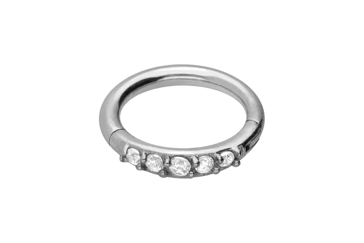 Chirurgenstahl Segmentring Clicker Piercing 5 EINGEFASSTE KRISTALLE